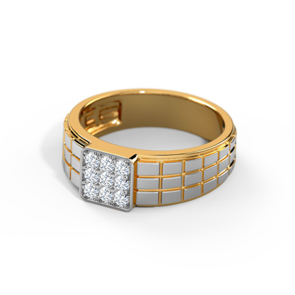 Mens 18KT Yellow Gold Diamond Ring For Engagement & Wedding - Image 3