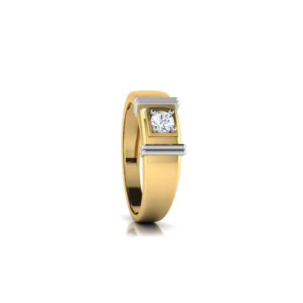 18kt White Yellow Gold Solitaire Lab Diamond Ring for Men - Image 3