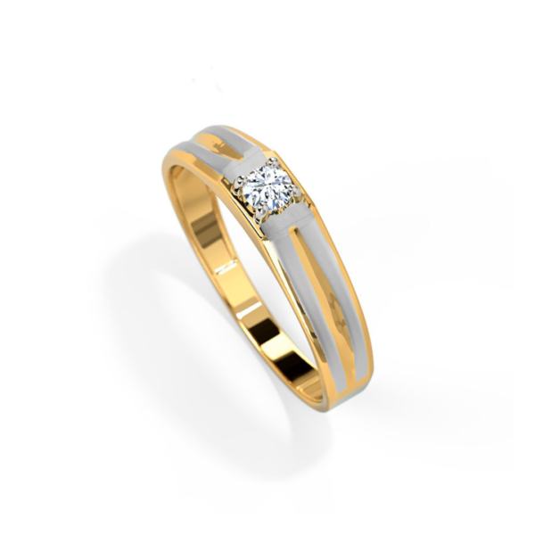 Leo Solitaire Diamond, 18KT White & Yellow Gold Ring For Men - Image 3