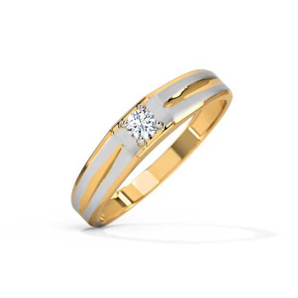 Leo Solitaire Diamond, 18KT White & Yellow Gold Ring For Men - Image 4