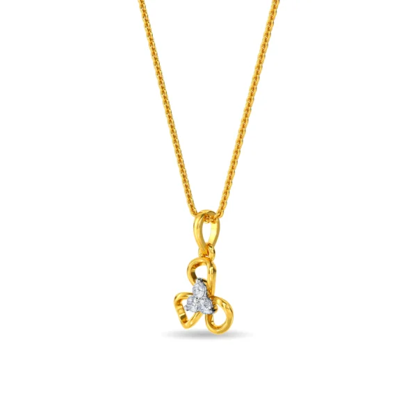 14KT Gold Lab Diamond Flower Pendant Necklace For Gift - Image 3