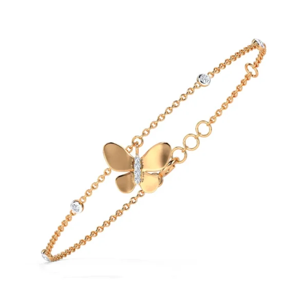 18kt Rose Gold & Lab Grown Diamond Butterfly Bracelet - Image 4