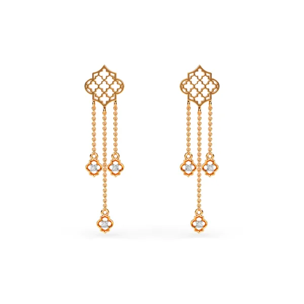Radiant Cascade Gold Lab Diamond Dangle Earrings - Image 5