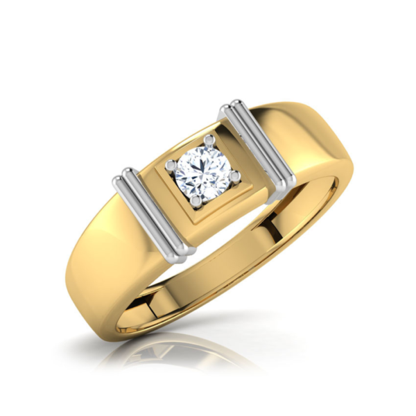 18kt White Yellow Gold Solitaire Lab Diamond Ring for Men - Image 4