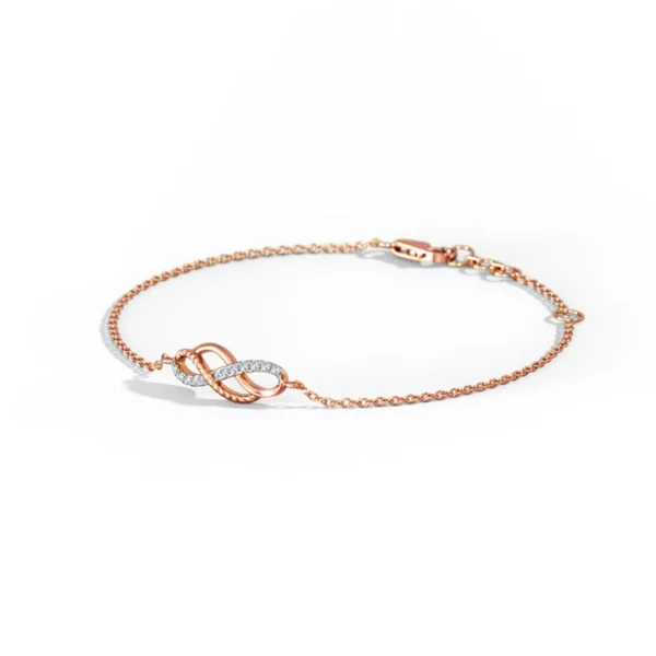 Womens 14kt Rose Gold Lab Grown Diamond Infinity Bracelet - Image 4