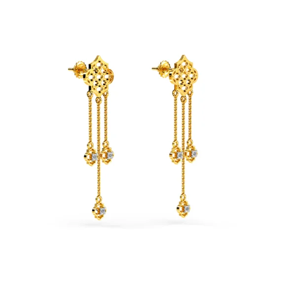 Radiant Cascade Gold Lab Diamond Dangle Earrings - Image 4