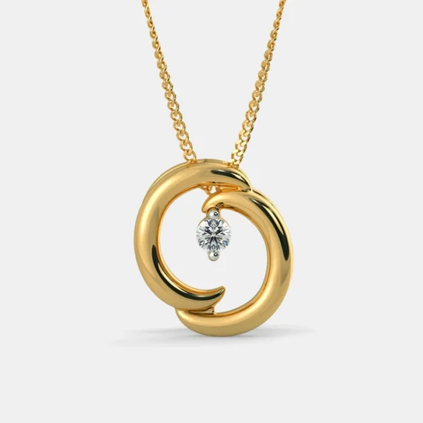 Buy 18KT Yellow Gold Diamond Round Pendant for Women - Image 4