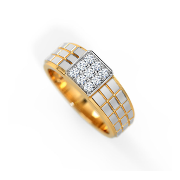 Mens 18KT Yellow Gold Diamond Ring For Engagement & Wedding - Image 4