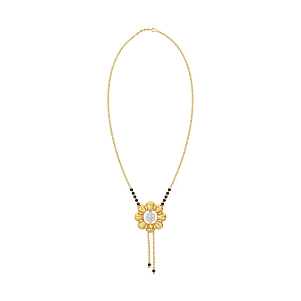 14KT Gold Lab Diamond Eight-Petal Flower Mangalsutra