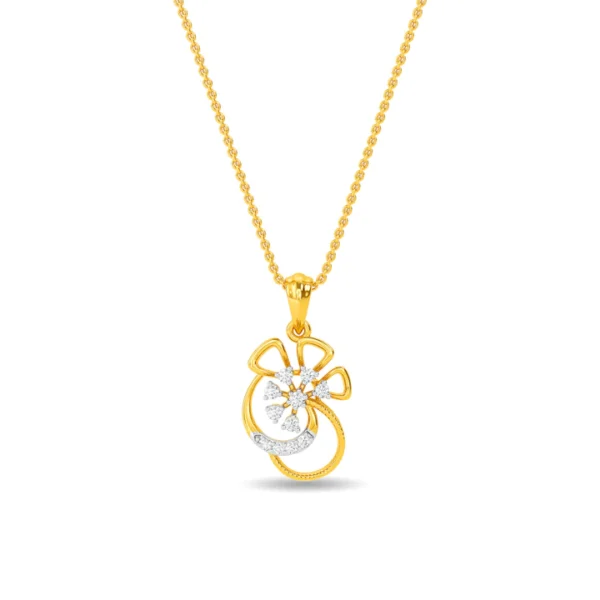 14KT Gold Lab Diamond Floral Design Pendant