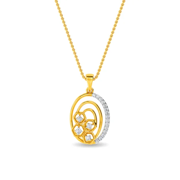 14KT Gold Diamond Oval Shape Pendant