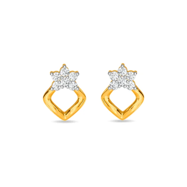 14KT Gold Diamond Star Stud Earrings
