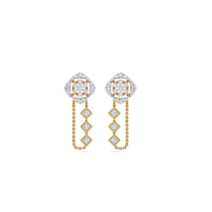 14KT Yellow Gold Diamond Chain Drop Earrings