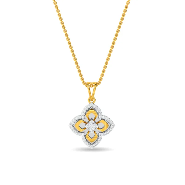 Gold Lab Diamonds Blossoming Beautiful Floral Design Pendant