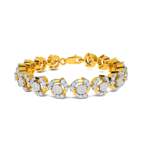 Bonded Loops Circle Links Gold Lab Diamond Bracelet
