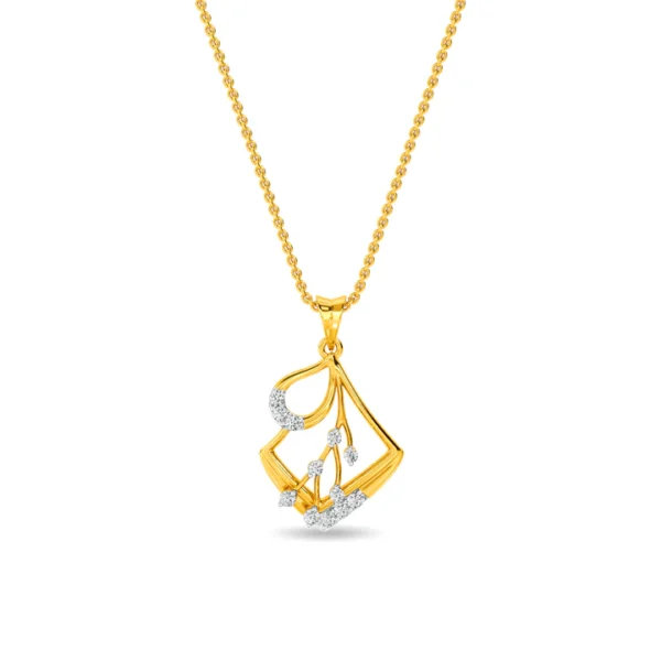 Gold Lab Diamonds Branches Adrift Upside Down Square Pendant
