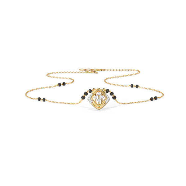 Buy Delicate 14KT Gold Diamond Mangalsutra Online - Image 2