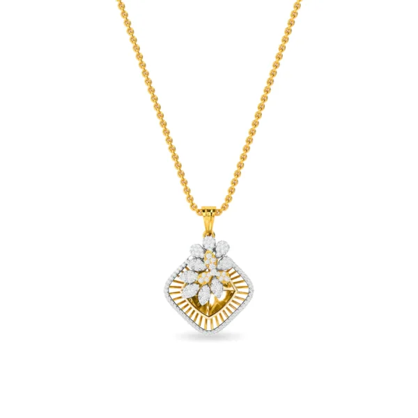 Chic Square Real Gold Lab Diamonds Pendant