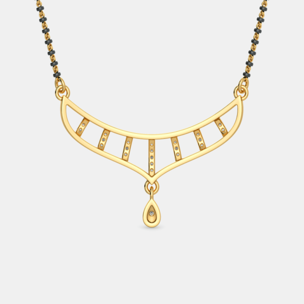 Chic Wave Design Gold Diamond Mangalsutra Pendant - Image 5