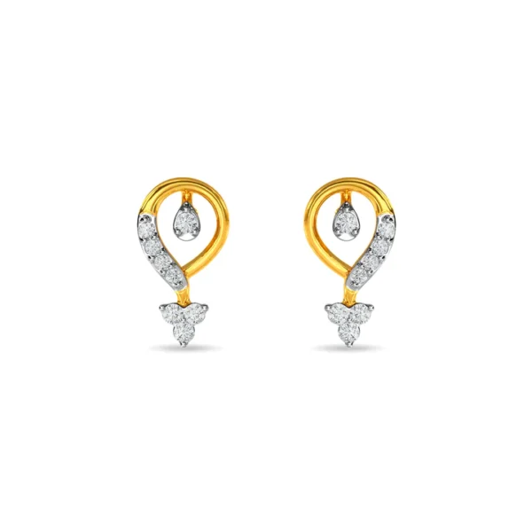 Contemporary Diamond Stud Earrings 14KT Gold