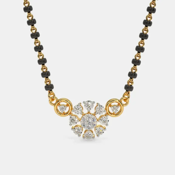 Delicate Floral Design Diamond Mangalsutra Pendant