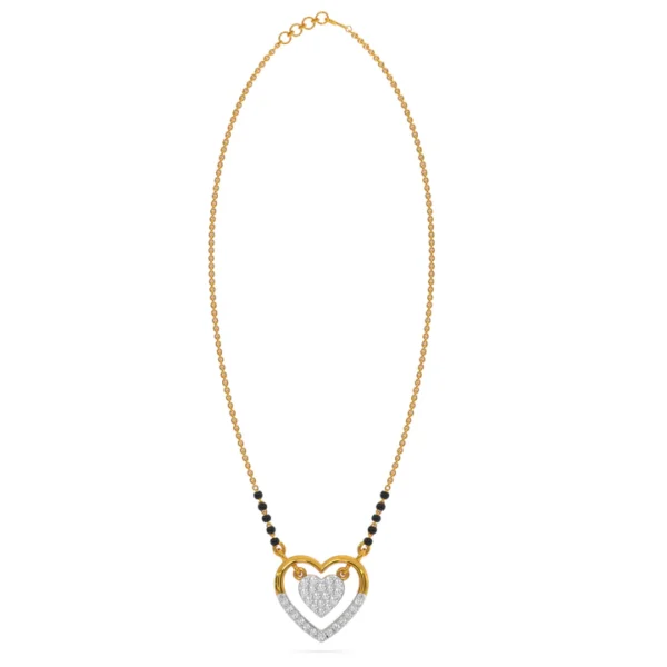 Double Heart Shape Gold Diamond Pendant Mangalsutra - Image 4