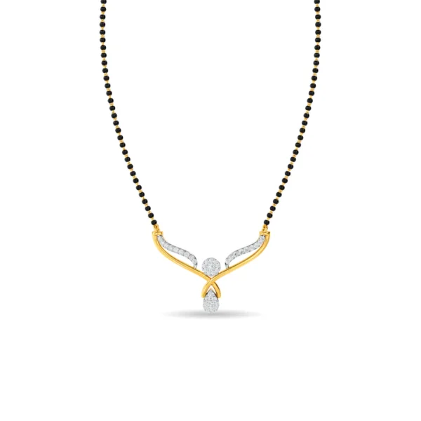 Elegant Fusion Drop Gold Diamond Mangalsutra - Image 3