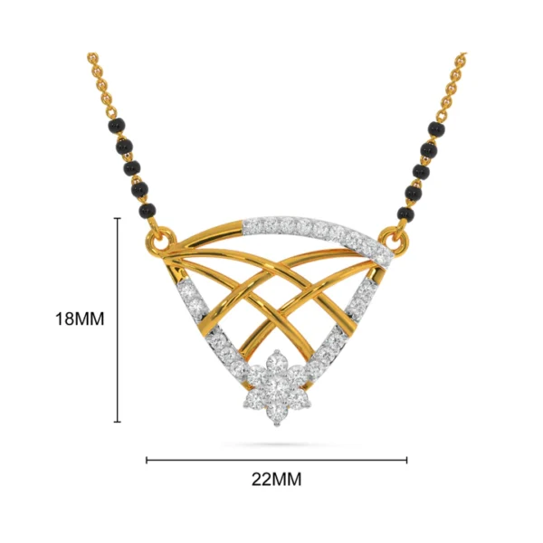 Elegant Gold Diamond Floral Motif Mangalsutra - Image 4