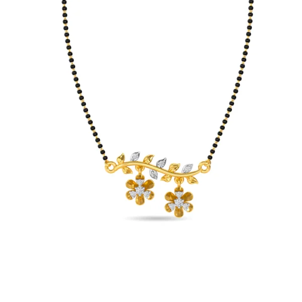 Exquisite Floral Gold Diamond Mangalsutra Pendant