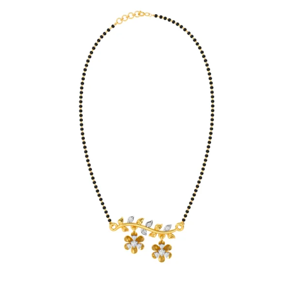 Exquisite Floral Gold Diamond Mangalsutra Pendant - Image 5