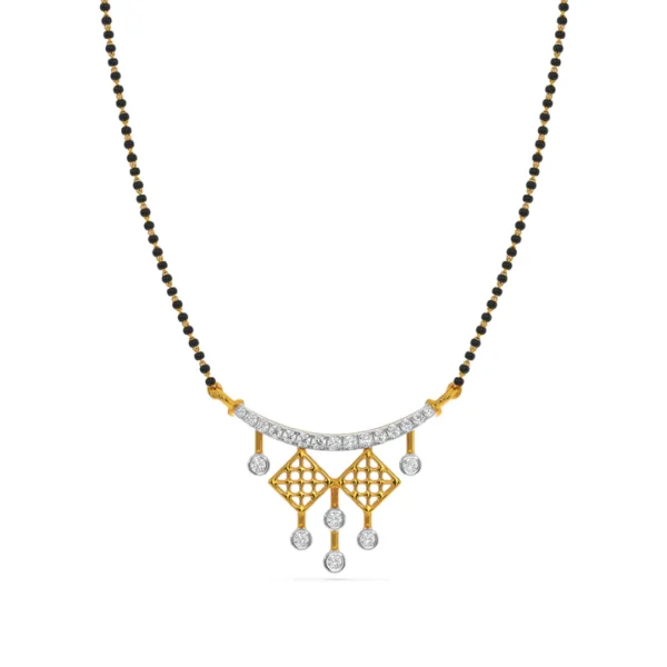 Exquisite Gold Diamond Hanging Hives Mangalsutra Pendant