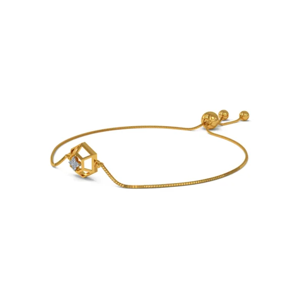 Floral Geometry Gold Lab Grown Diamond Bracelet - Image 2