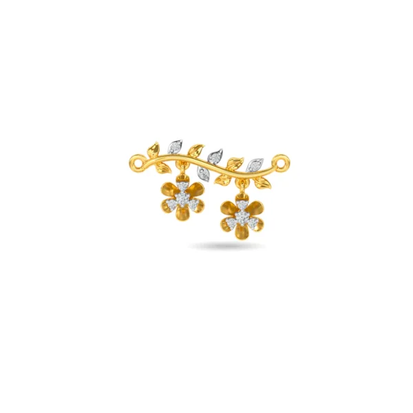 Exquisite Floral Gold Diamond Mangalsutra Pendant - Image 2