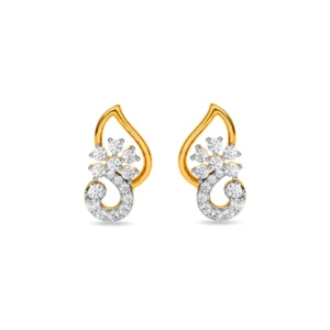 Floral Gold Diamond Stud Earrings Nature's Elegance