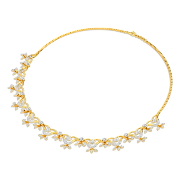 Ethereal Bloom: Gold Diamond Floral Necklace - Image 2
