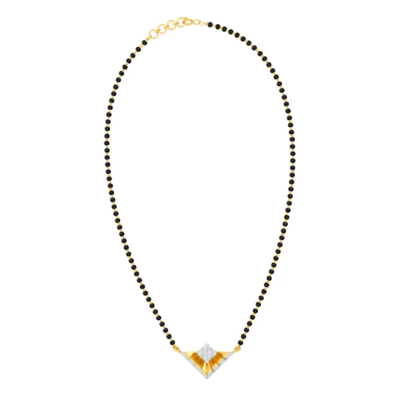 Geometric Design Gold Diamond Mangalsutra Pendant - Image 4