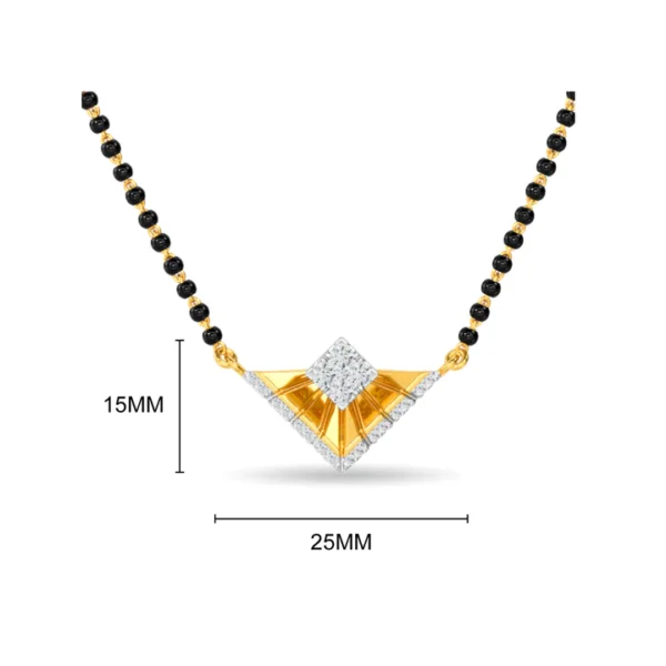 Geometric Design Gold Diamond Mangalsutra Pendant - Image 3