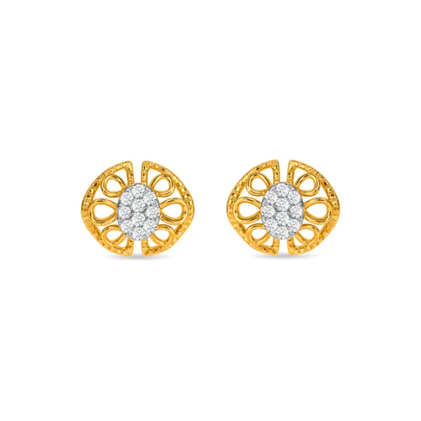 Gilded Blossoms Diamond Studded Gold Floral Earrings