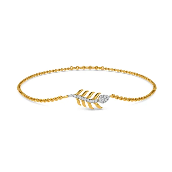 Gilded Grace: Gold Diamond Leaf Bracelet
