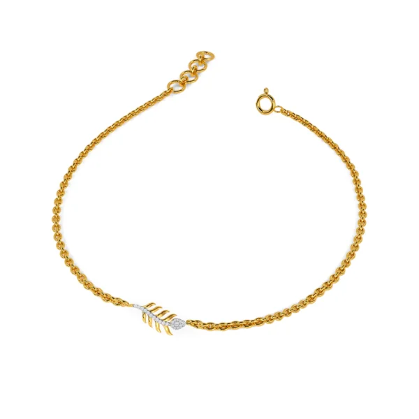 Gilded Grace: Gold Diamond Leaf Bracelet - Image 3