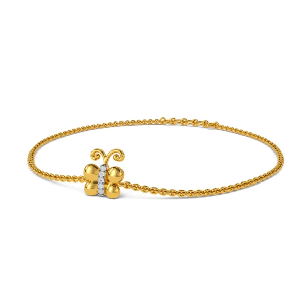 Intricately Designed Gold Diamond Butterfly Bracelet - Image 3