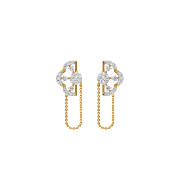 Gold Diamond Chain Drop Chandelier Earrings