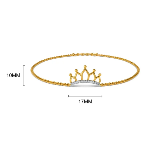 Regal Radiance Gold Lab Grown Diamond Crown Bracelet - Image 5