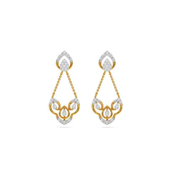 Gold Diamond Dangle Drop Earrings for Women