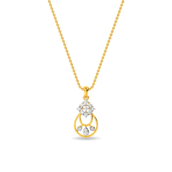 Gold Lab Diamond Delicate Flower Design Pendant
