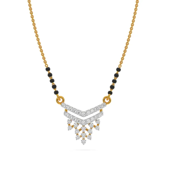 Gold Diamond Inverted Triangle Shape Mangalsutra - Image 4