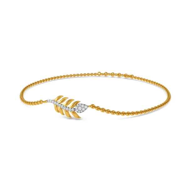 Gilded Grace: Gold Diamond Leaf Bracelet - Image 4