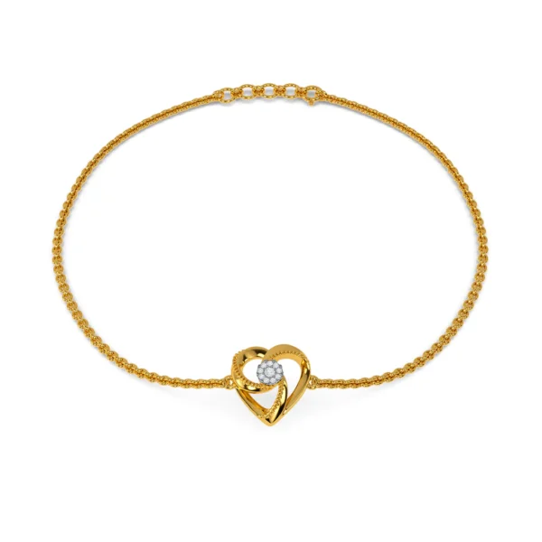 Cupid's Embrace Gold Lab Grown Diamond Love Heart Bracelet - Image 4