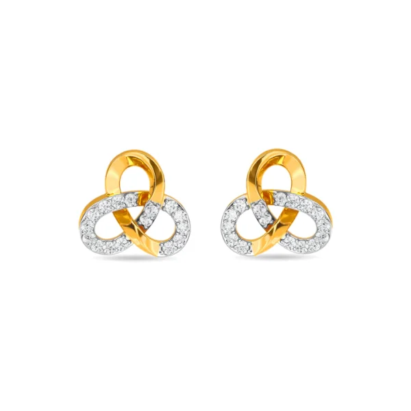 Gold Diamond Love Knot Stud Earrings