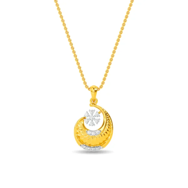 Gold Lab Diamond Moon Flower Pendant